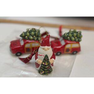 3 Spode Christmas Tree ornaments- bring Home the Tree and Santa